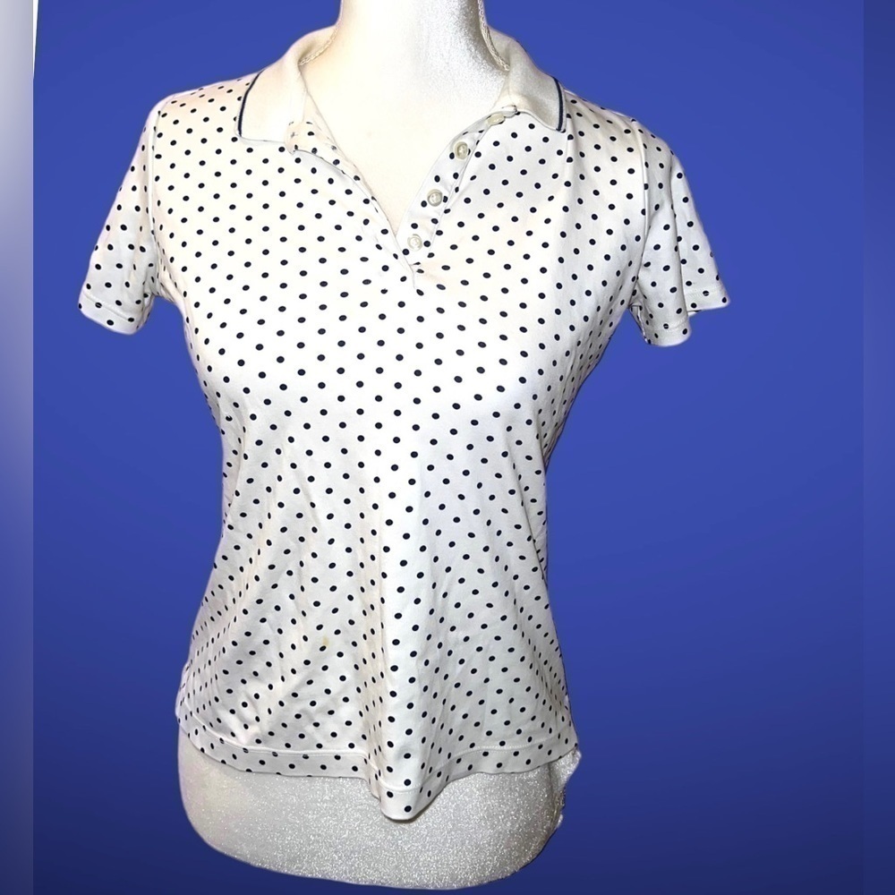 Lands’ End Pima cotton polka dot polo, XS, 2-4.